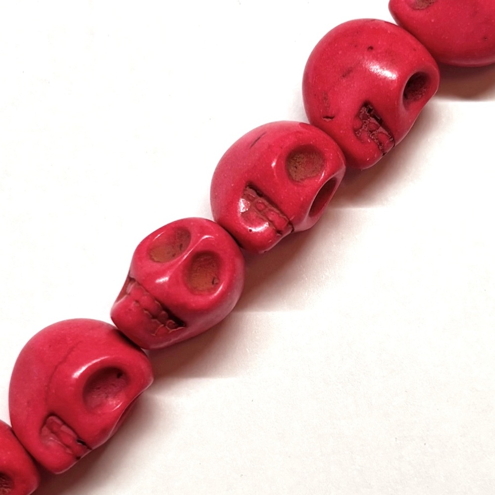$1 Clearance Rose Pink Howlite Skull Beads 12mm X 11mm (12)